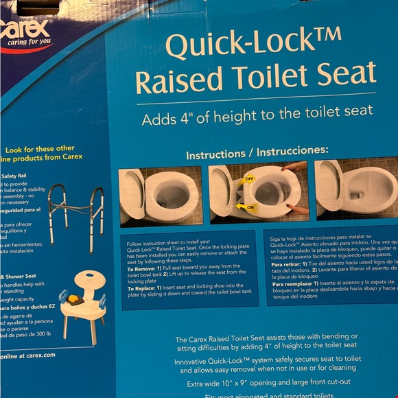 Carey raised toilet seat. Original box. Never used. No tools needed. - Picture 3 of 3